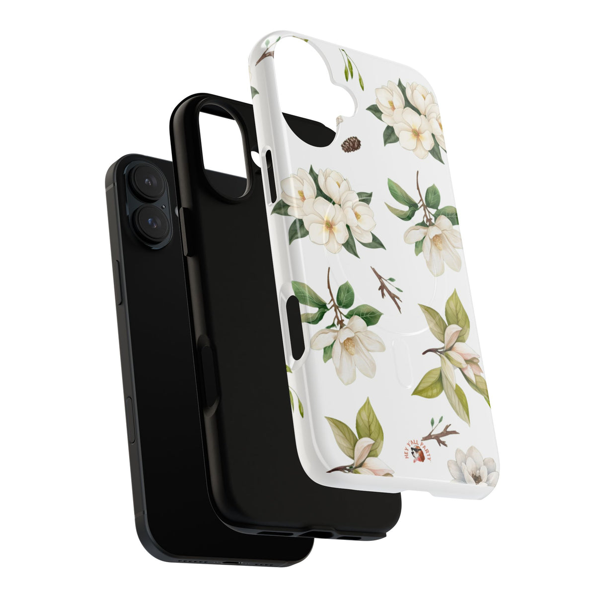 White Magnolia Floral Phone Case | Tough Magnetic Case