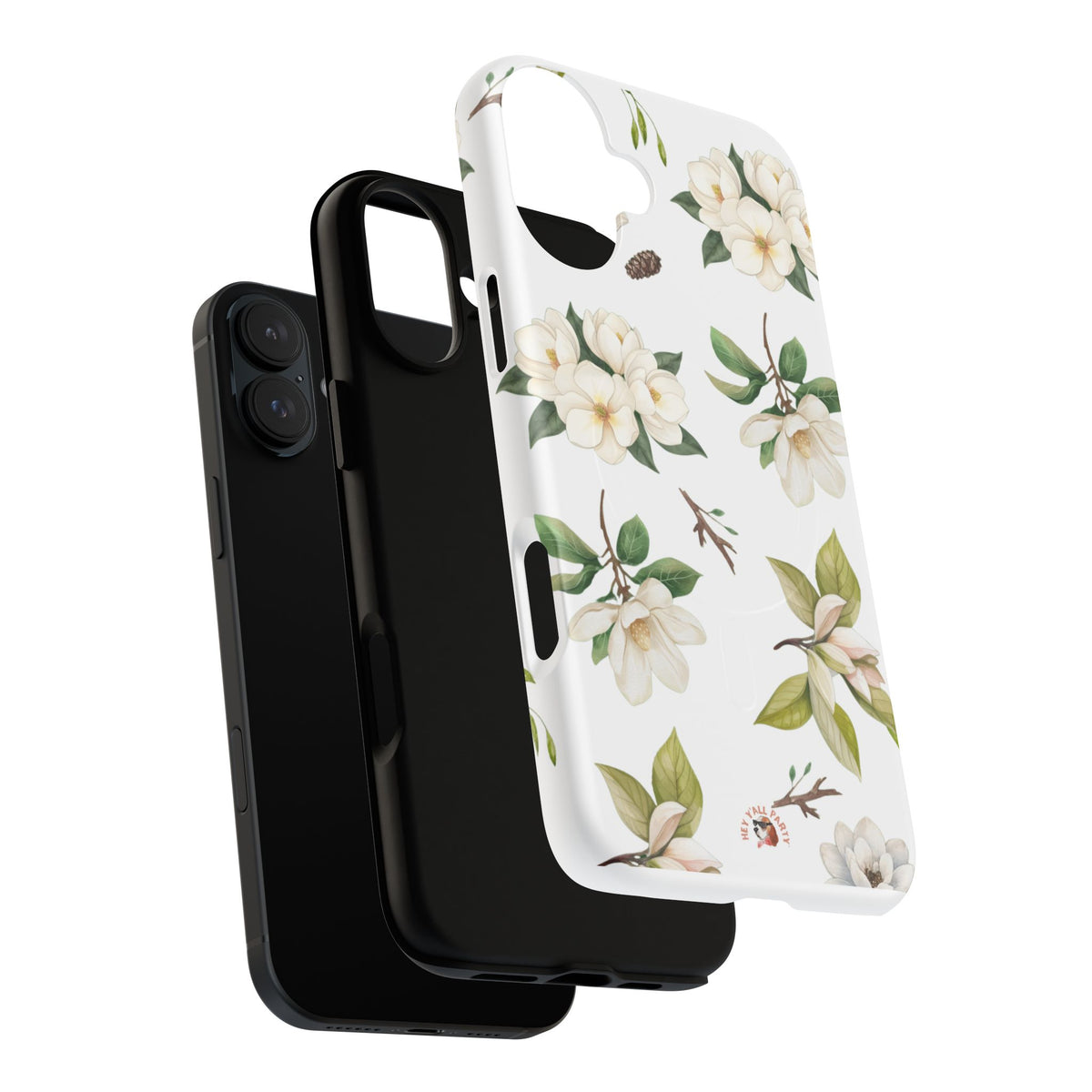 White Magnolia Floral Phone Case | Tough Magnetic Case