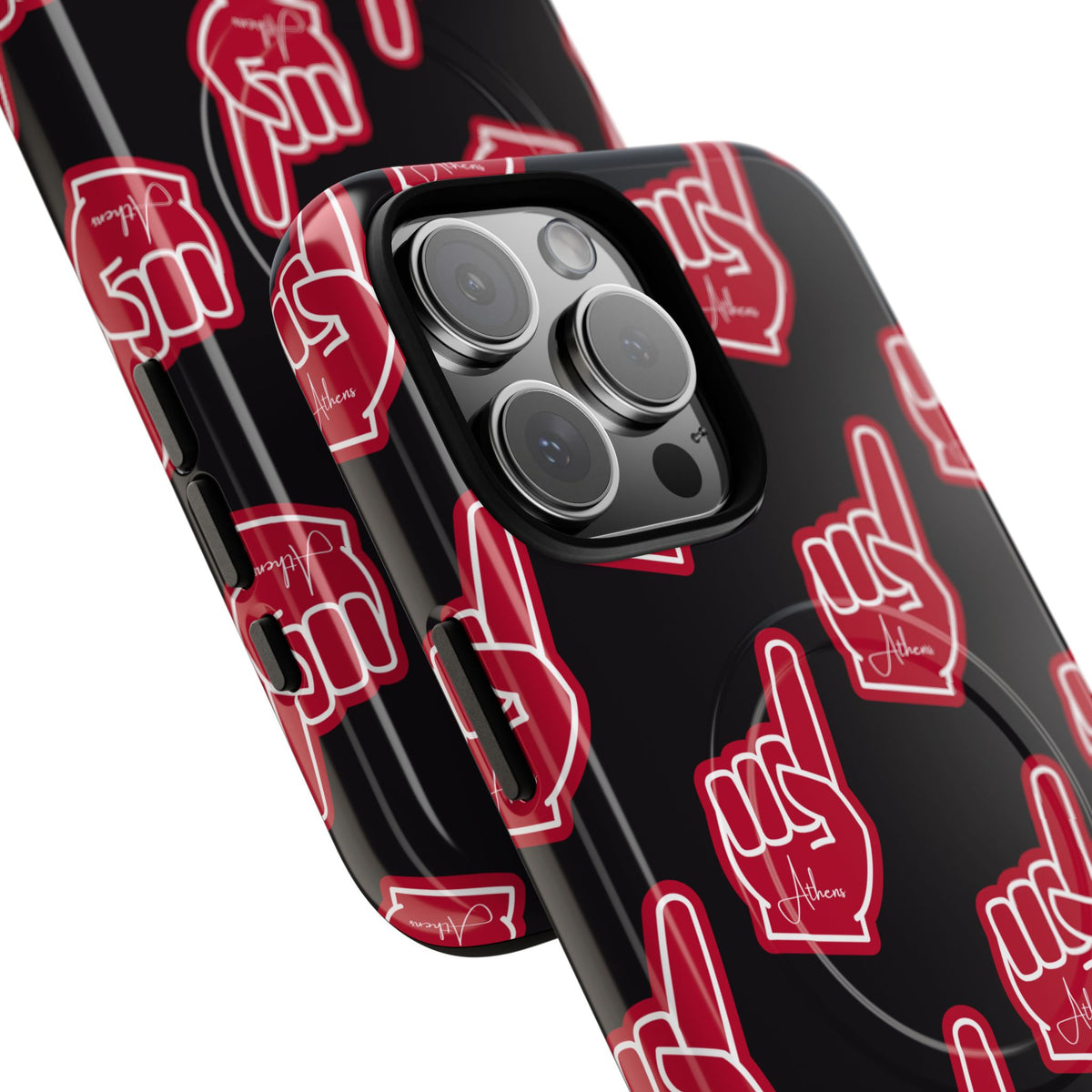 Red Foam Finger "Athens" Georgia Pattern phone case | Magnetic iPhone case | Sports fan accessory