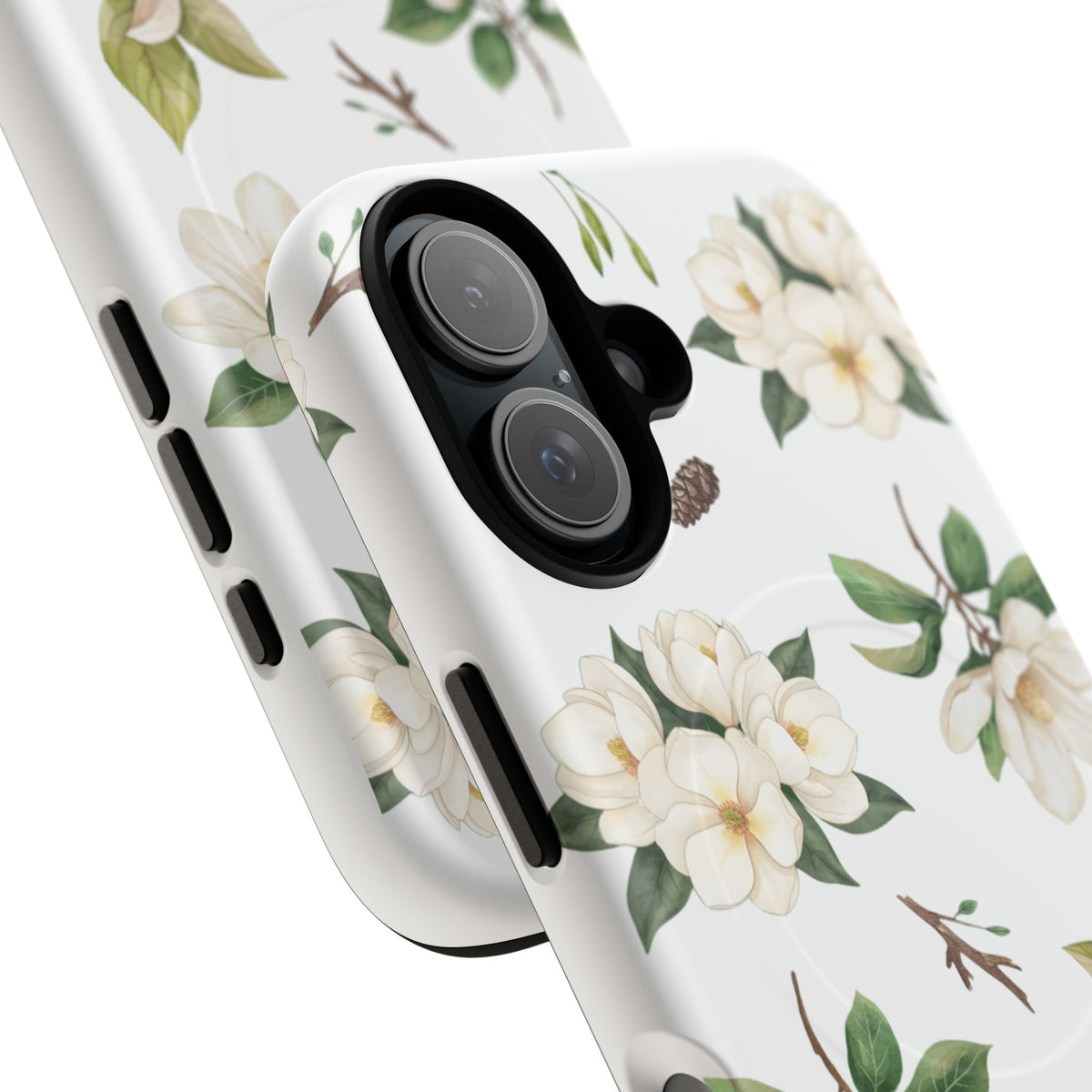 White Magnolia Floral Phone Case | Tough Magnetic Case