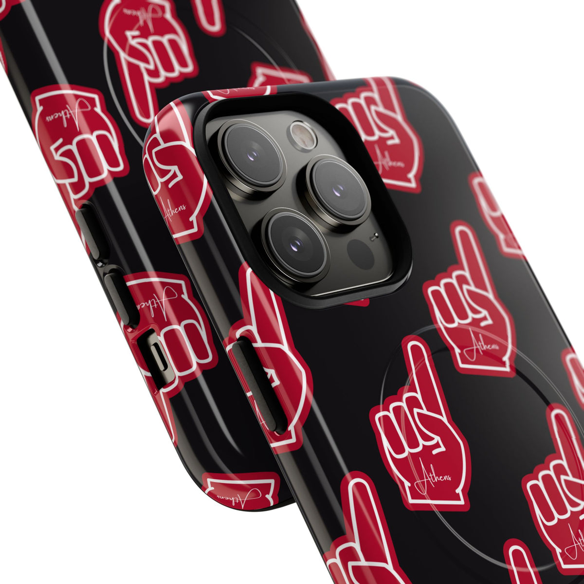 Red Foam Finger "Athens" Georgia Pattern phone case | Magnetic iPhone case | Sports fan accessory