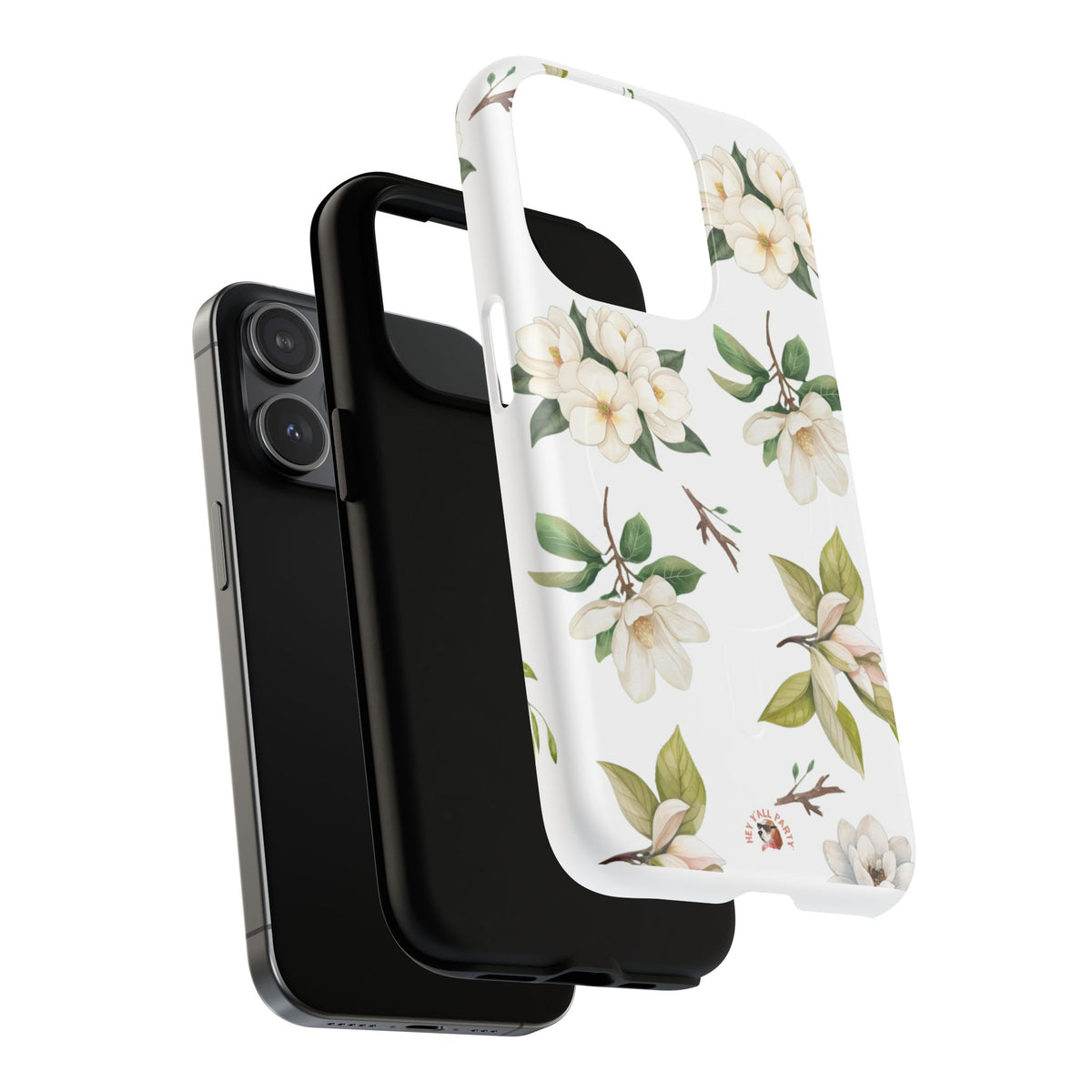 White Magnolia Floral Phone Case | Tough Magnetic Case