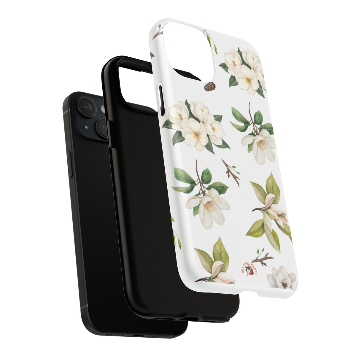 White Magnolia Floral Phone Case | Tough Magnetic Case
