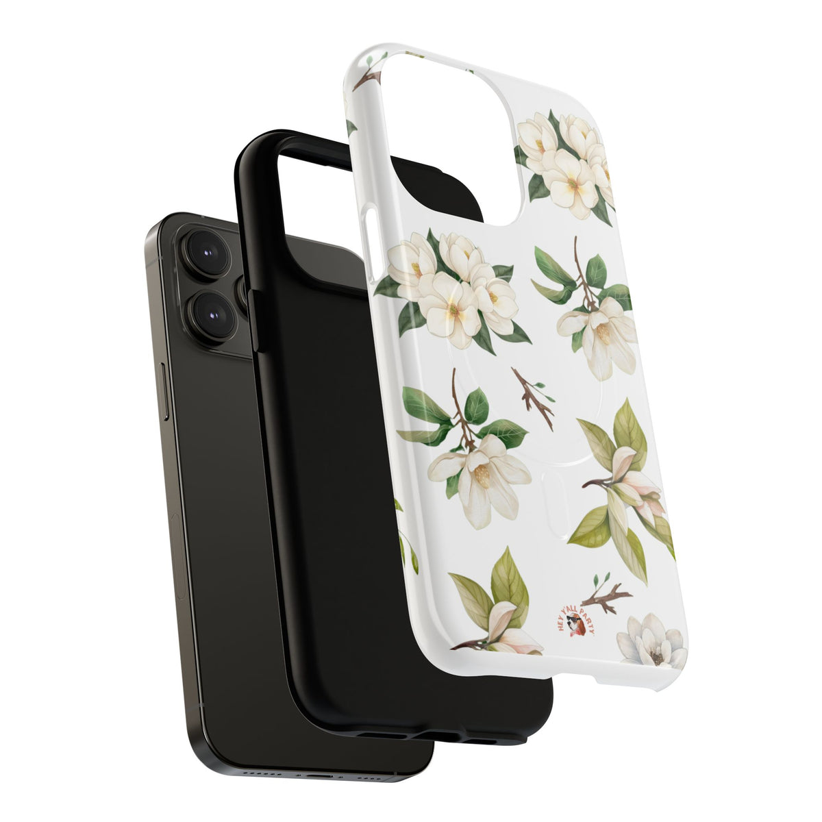 White Magnolia Floral Phone Case | Tough Magnetic Case