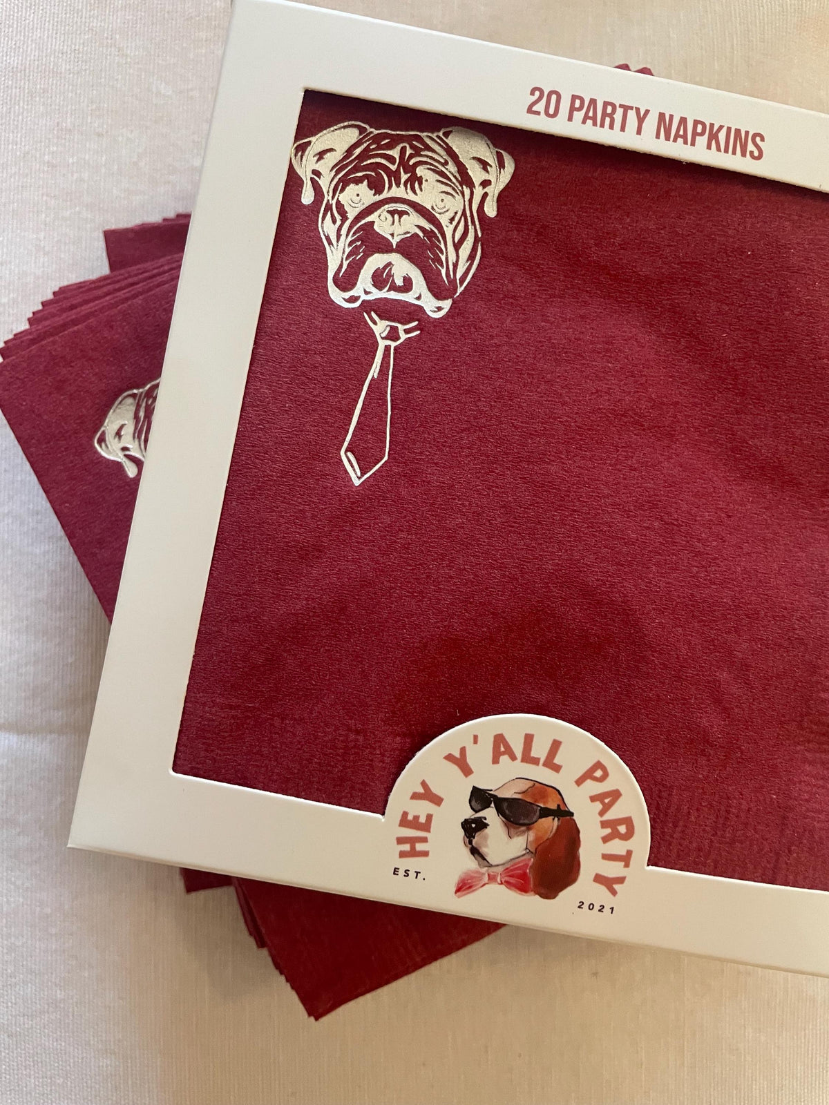 Maroon Bulldog Napkins