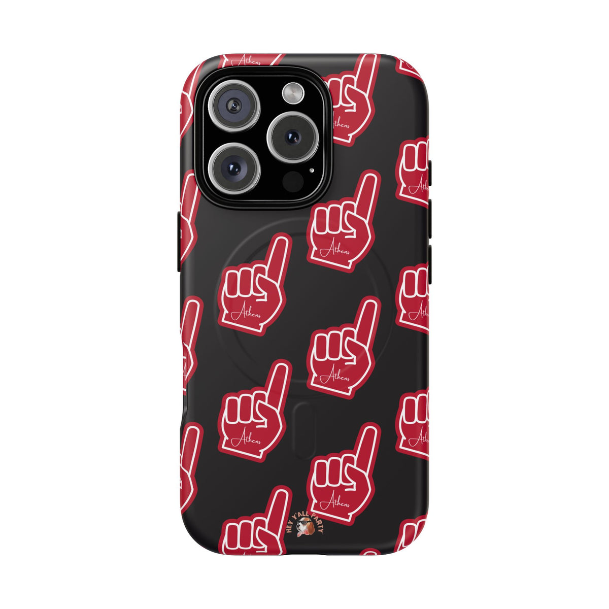 Red Foam Finger "Athens" Georgia Pattern phone case | Magnetic iPhone case | Sports fan accessory