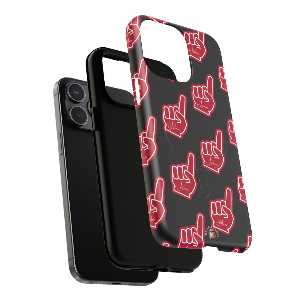 Red Foam Finger "Athens" Georgia Pattern phone case | Magnetic iPhone case | Sports fan accessory