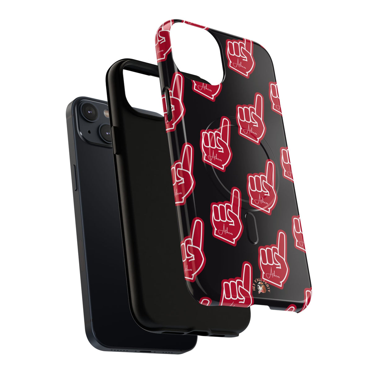 Red Foam Finger "Athens" Georgia Pattern phone case | Magnetic iPhone case | Sports fan accessory