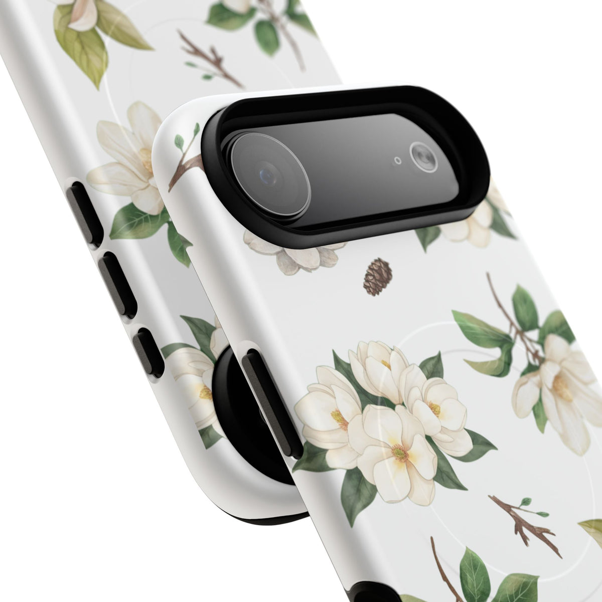 White Magnolia Floral Phone Case | Tough Magnetic Case