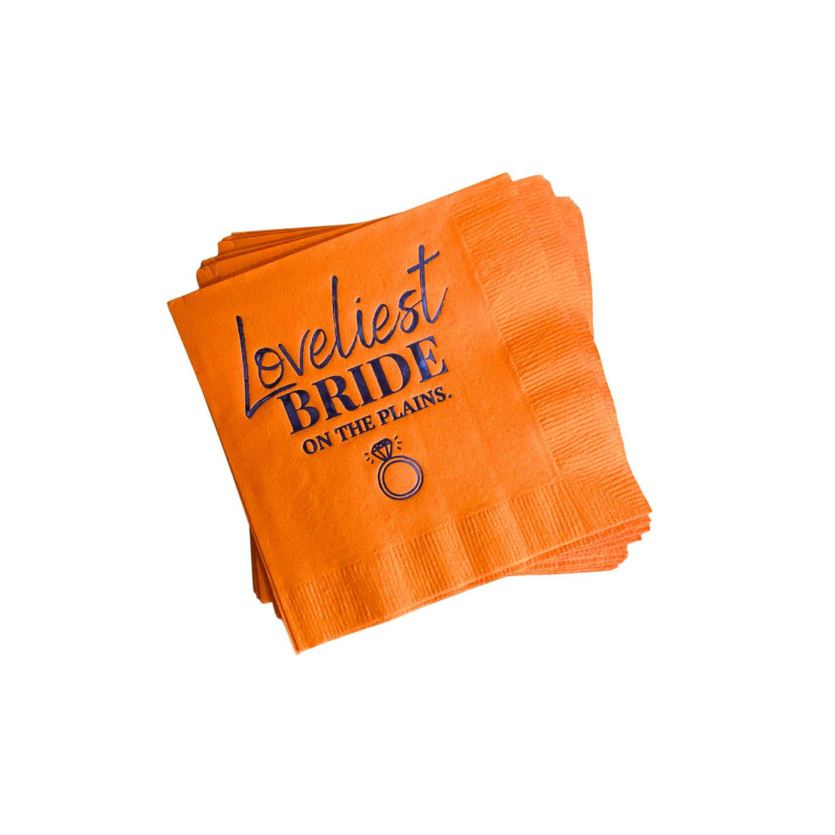 Loveliest Bride on the Plains Foil Orange Blue Napkins