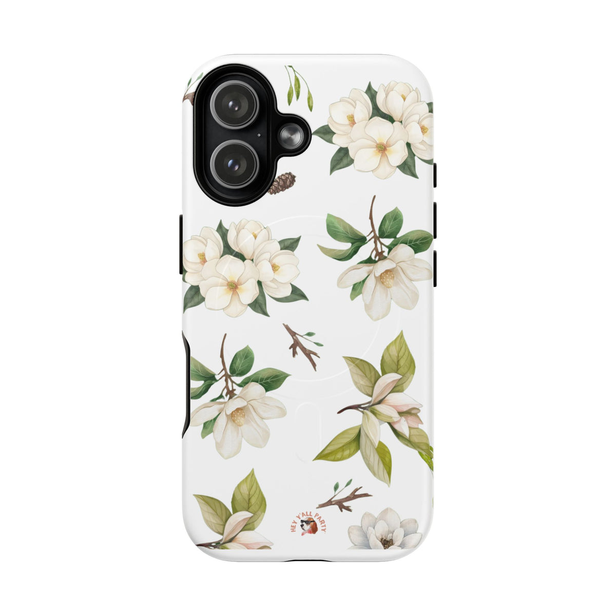 White Magnolia Floral Phone Case | Tough Magnetic Case