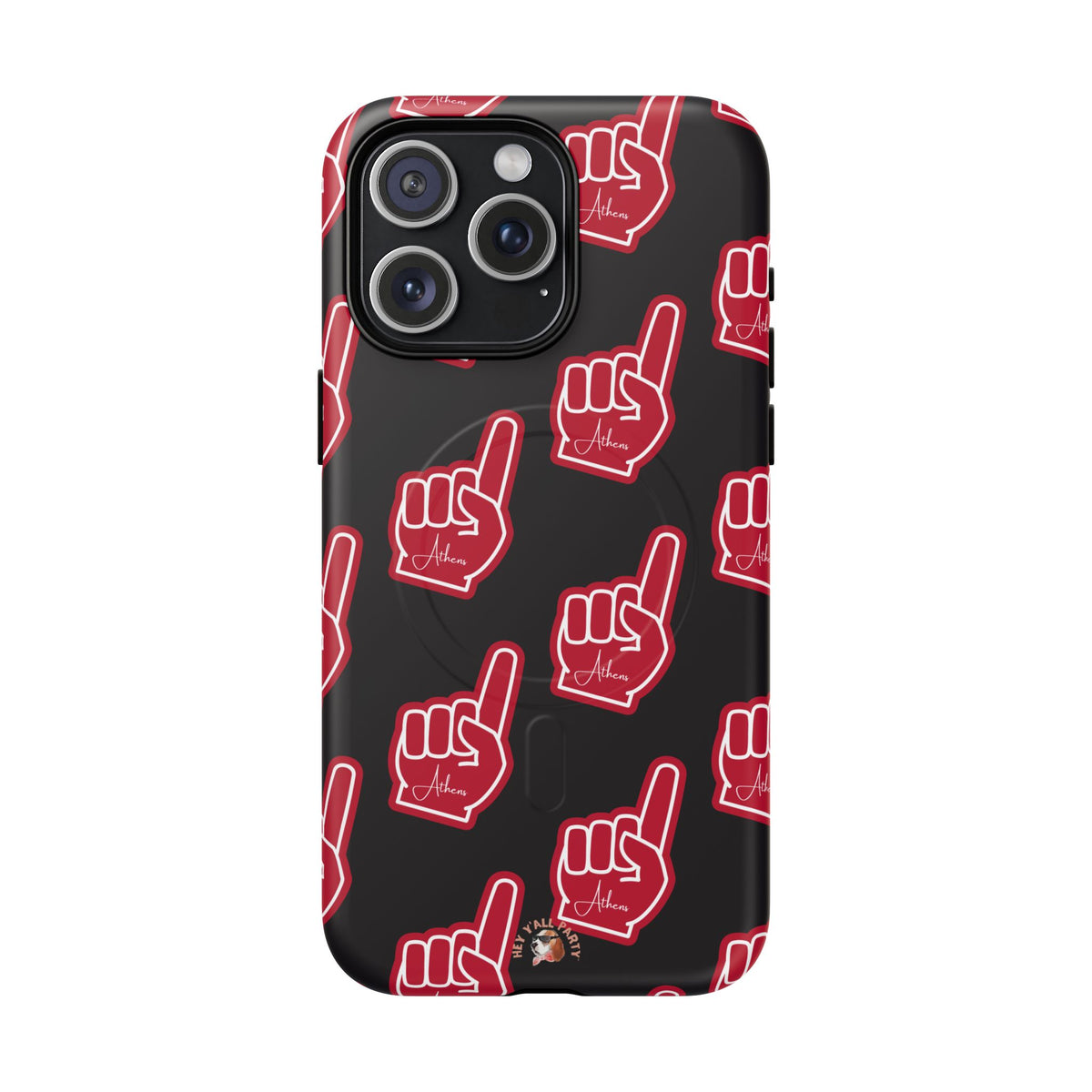 Red Foam Finger "Athens" Georgia Pattern phone case | Magnetic iPhone case | Sports fan accessory