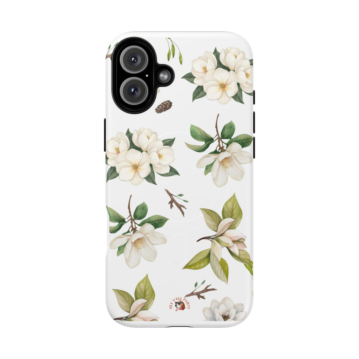 White Magnolia Floral Phone Case | Tough Magnetic Case