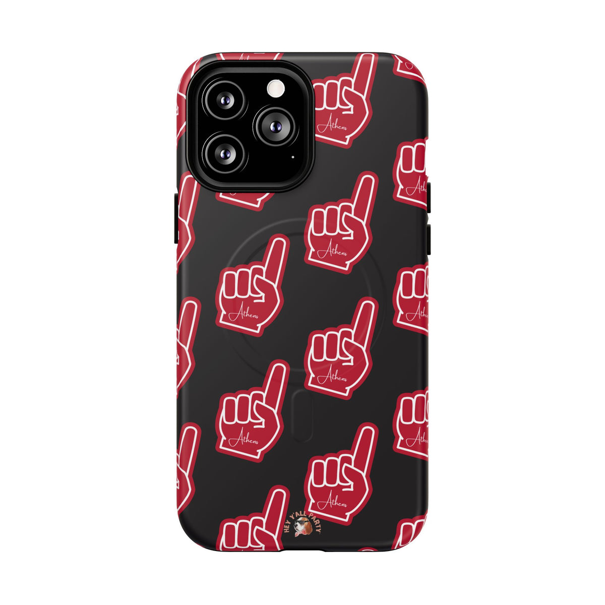 Red Foam Finger "Athens" Georgia Pattern phone case | Magnetic iPhone case | Sports fan accessory