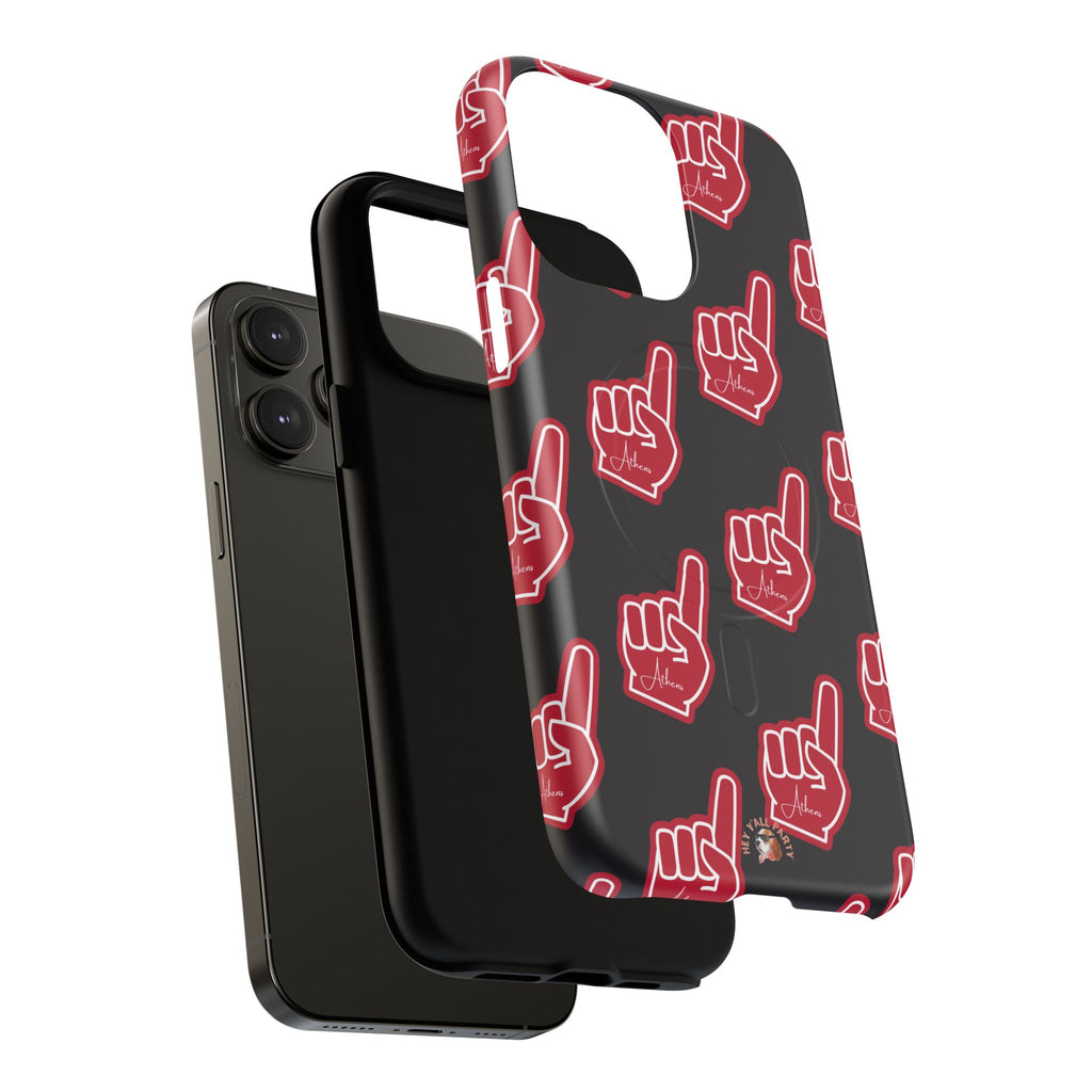Red Foam Finger "Athens" Georgia Pattern phone case | Magnetic iPhone case | Sports fan accessory