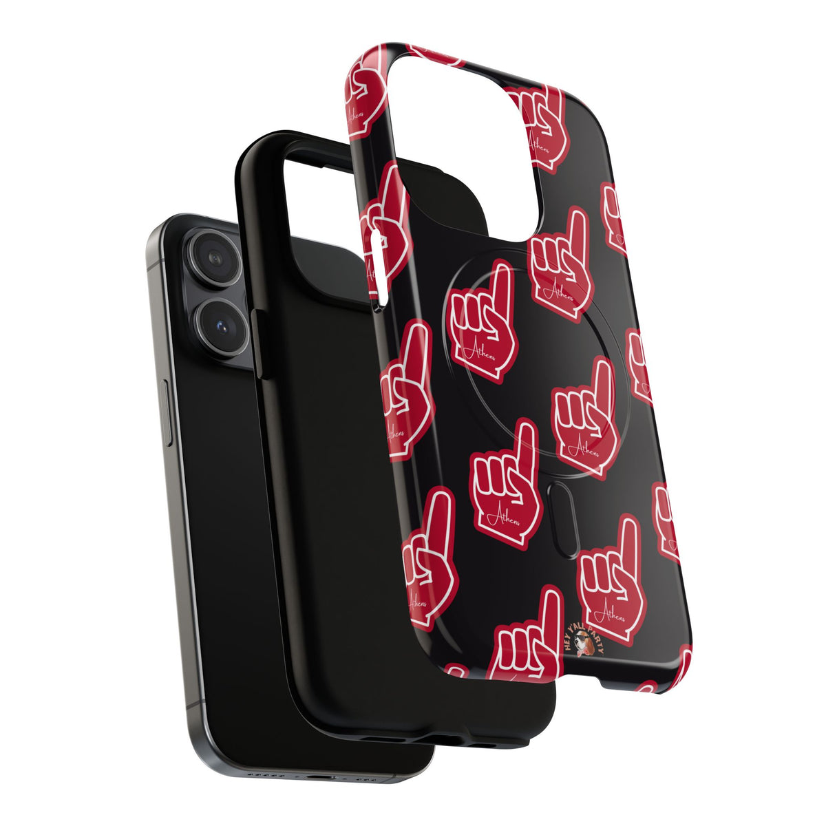 Red Foam Finger "Athens" Georgia Pattern phone case | Magnetic iPhone case | Sports fan accessory