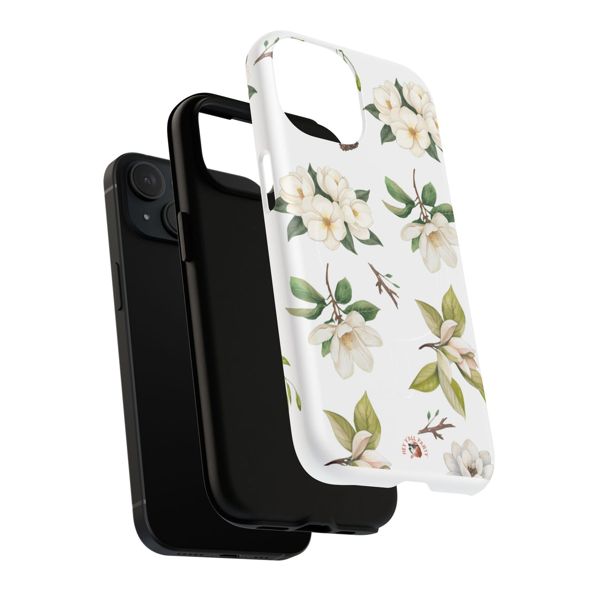 White Magnolia Floral Phone Case | Tough Magnetic Case
