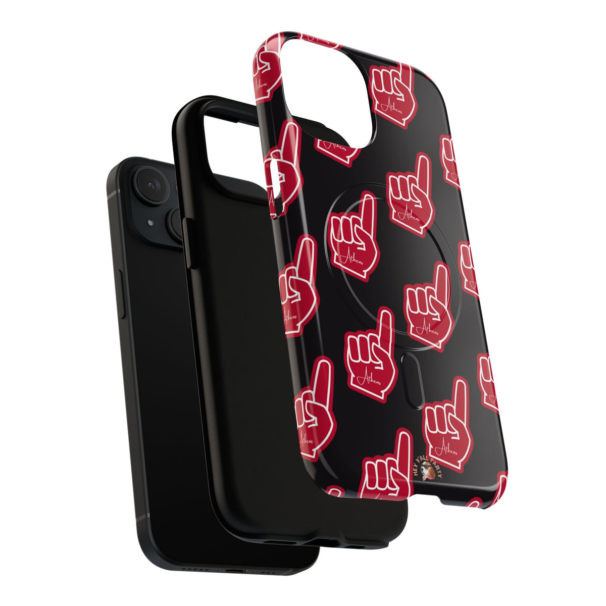 Red Foam Finger "Athens" Georgia Pattern phone case | Magnetic iPhone case | Sports fan accessory