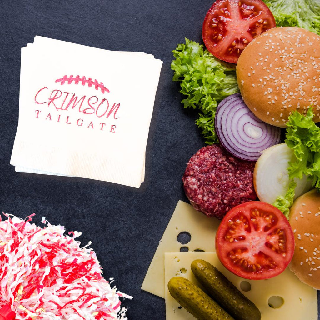 Crimson Tailgate Foil Crimson White Napkins