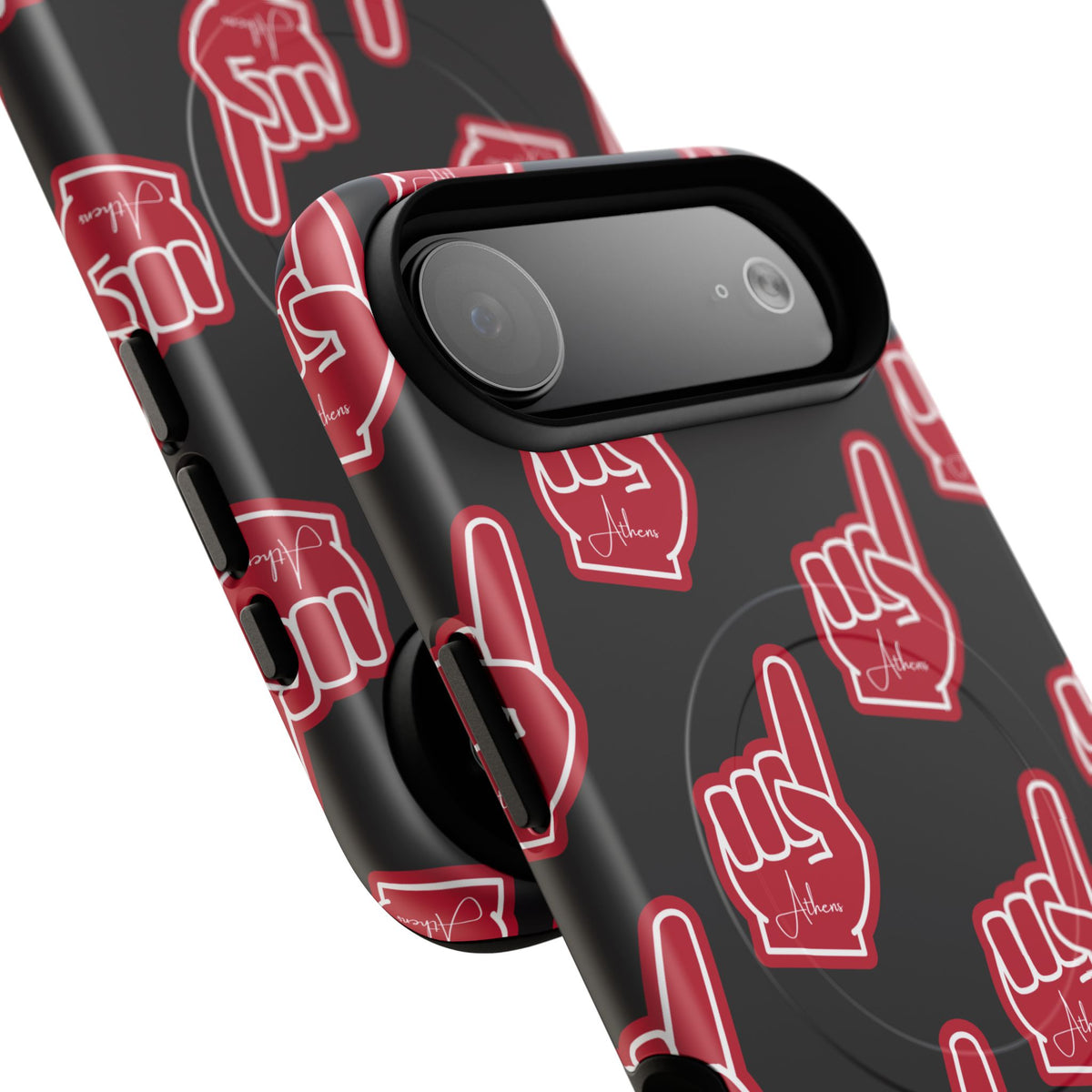 Red Foam Finger "Athens" Georgia Pattern phone case | Magnetic iPhone case | Sports fan accessory