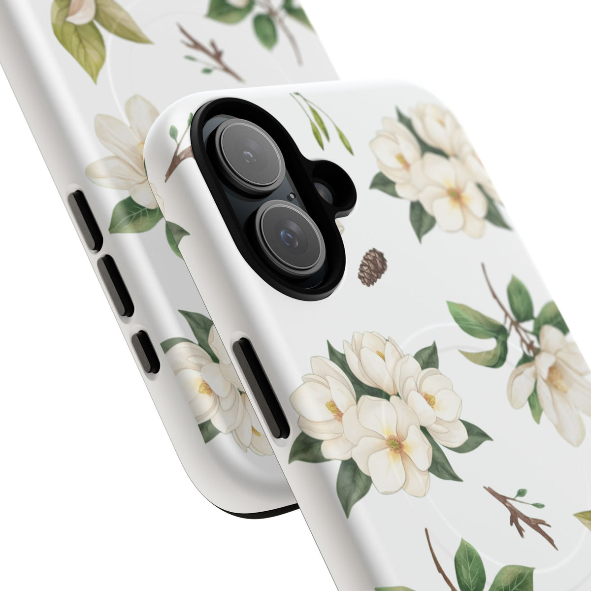 White Magnolia Floral Phone Case | Tough Magnetic Case