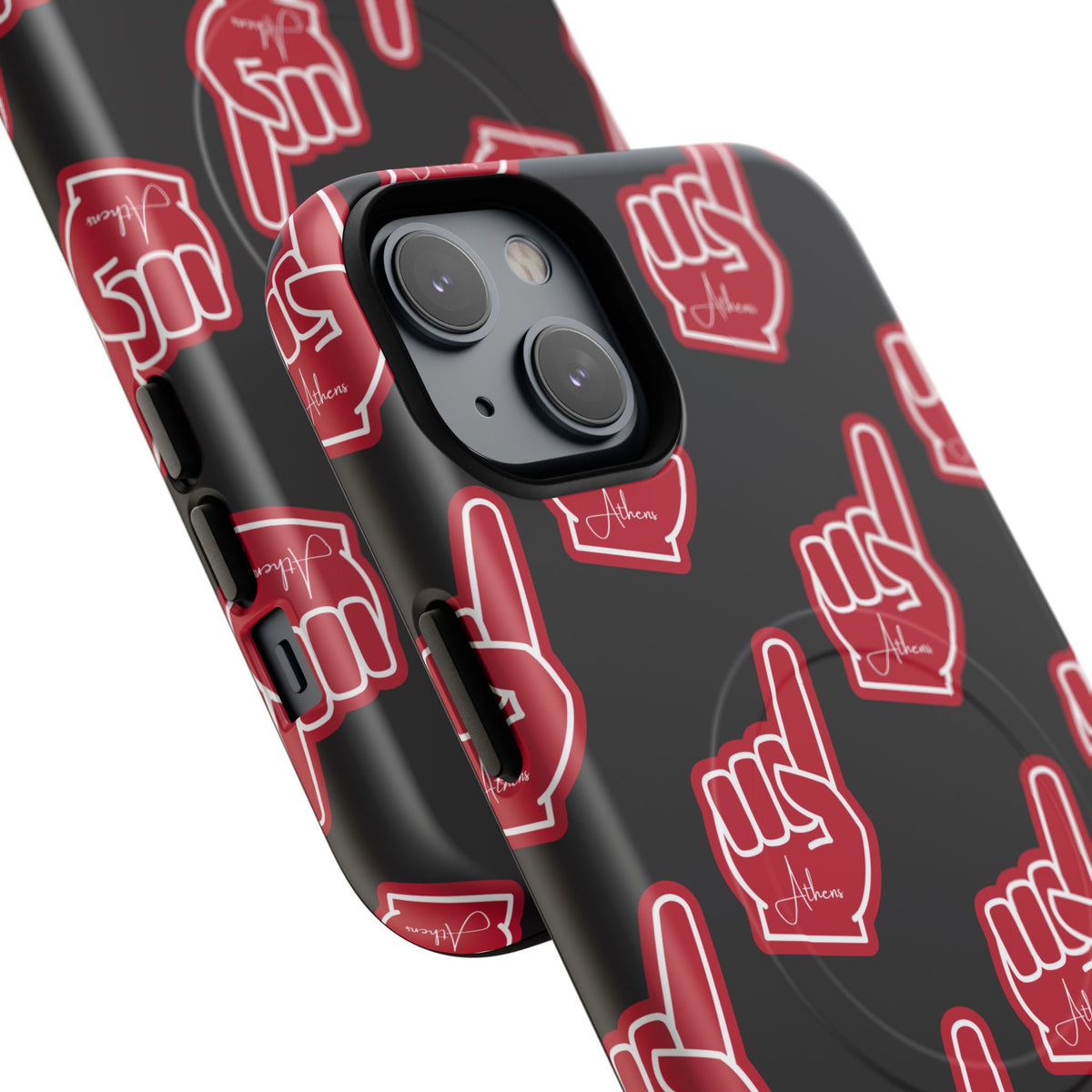 Red Foam Finger "Athens" Georgia Pattern phone case | Magnetic iPhone case | Sports fan accessory