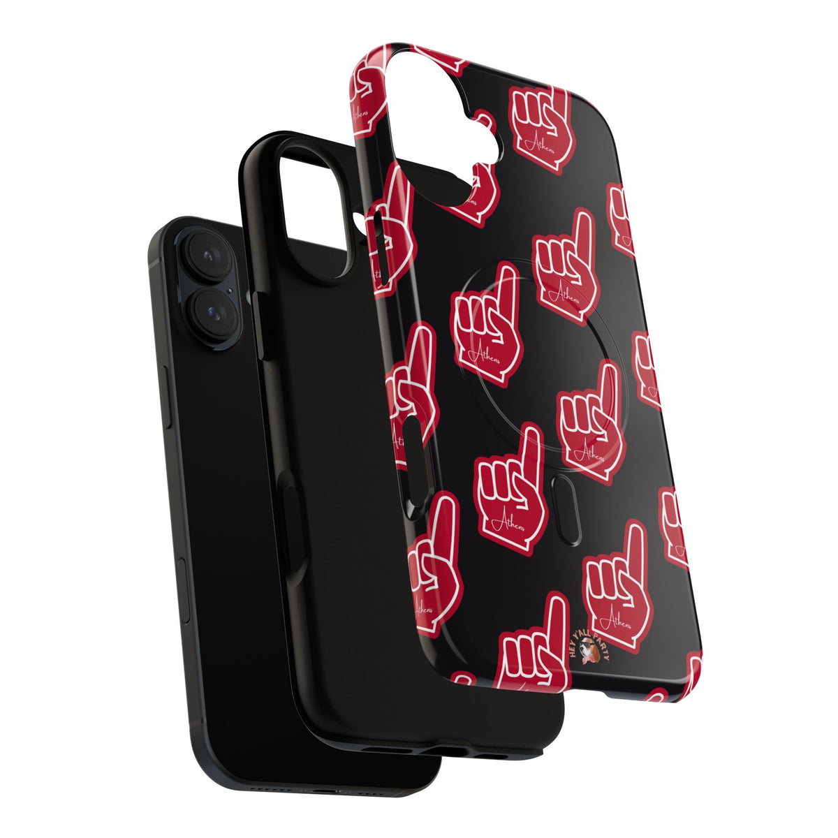 Red Foam Finger "Athens" Georgia Pattern phone case | Magnetic iPhone case | Sports fan accessory