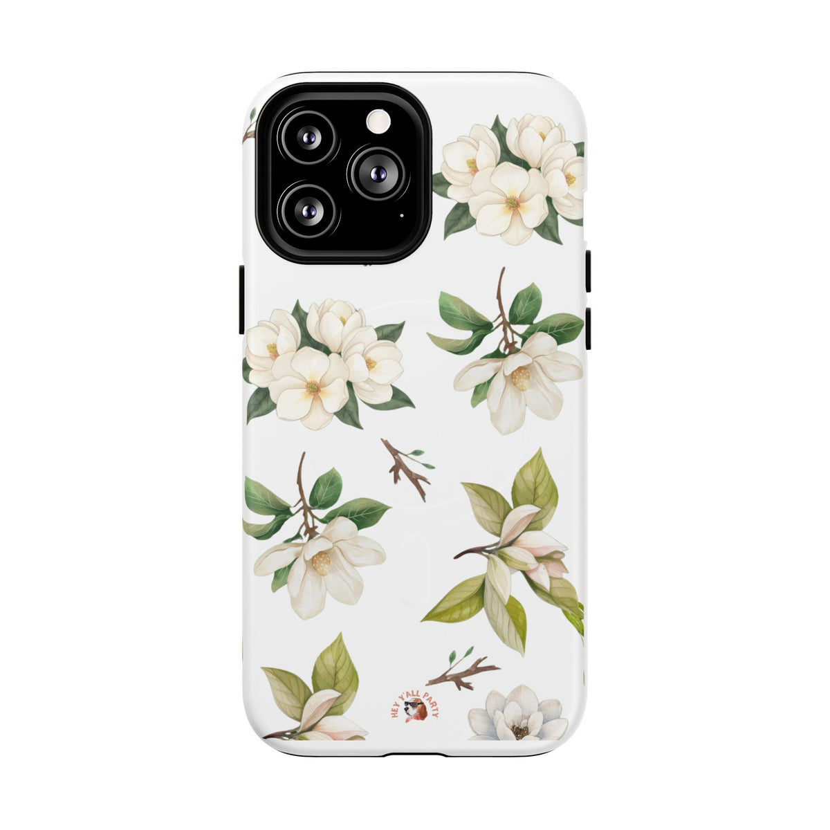 White Magnolia Floral Phone Case | Tough Magnetic Case
