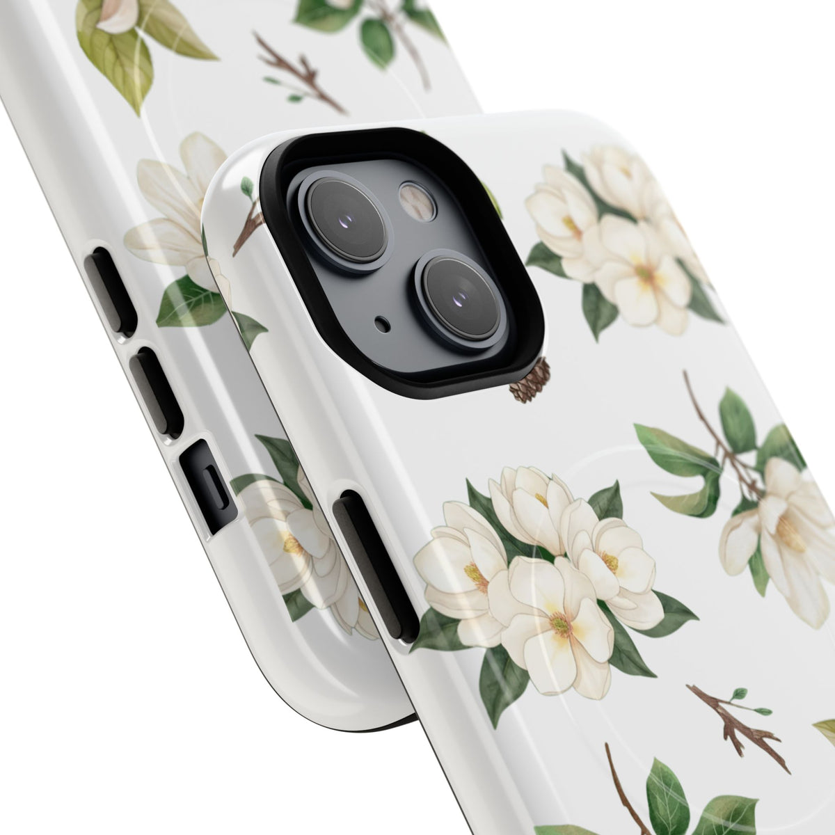 White Magnolia Floral Phone Case | Tough Magnetic Case