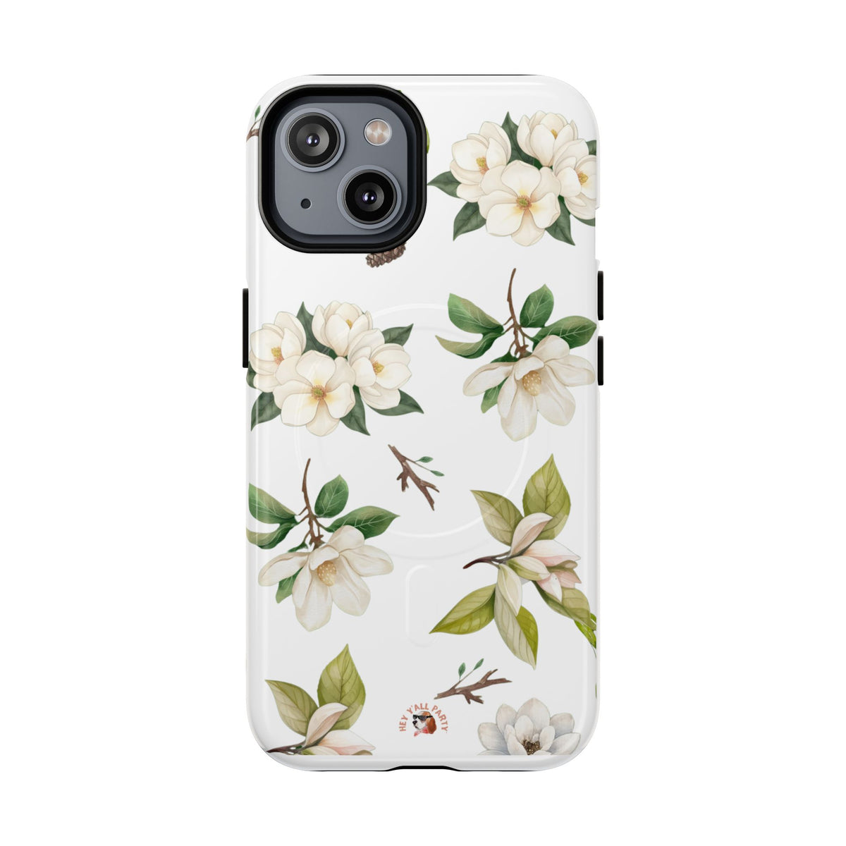 White Magnolia Floral Phone Case | Tough Magnetic Case