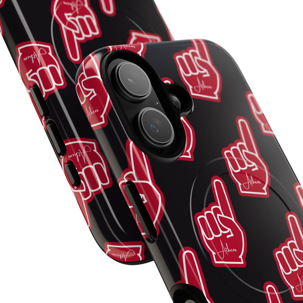 Red Foam Finger "Athens" Georgia Pattern phone case | Magnetic iPhone case | Sports fan accessory