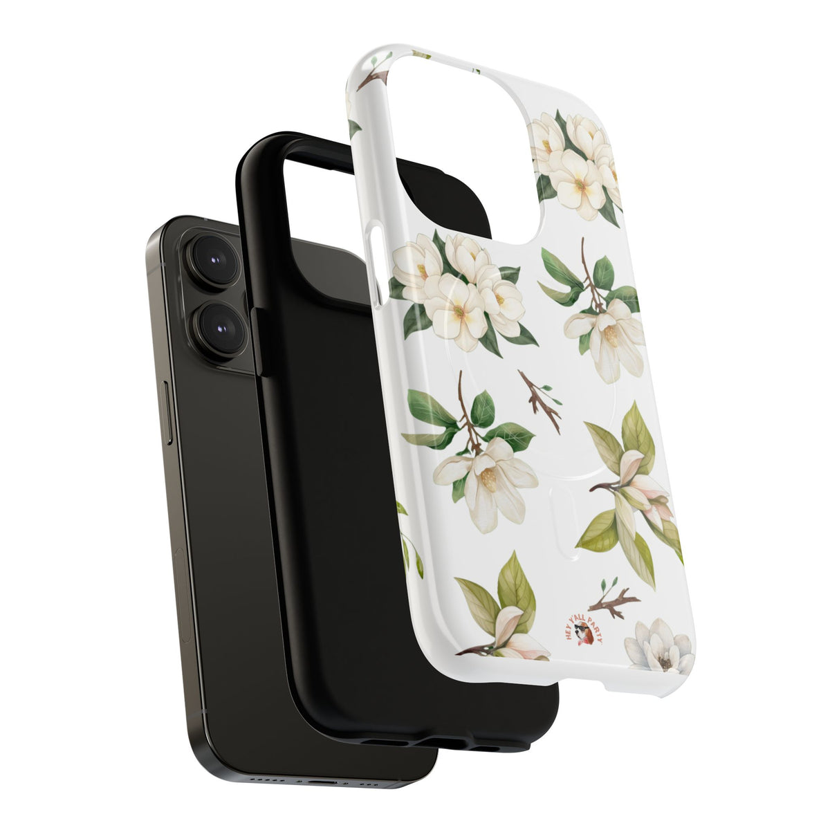 White Magnolia Floral Phone Case | Tough Magnetic Case