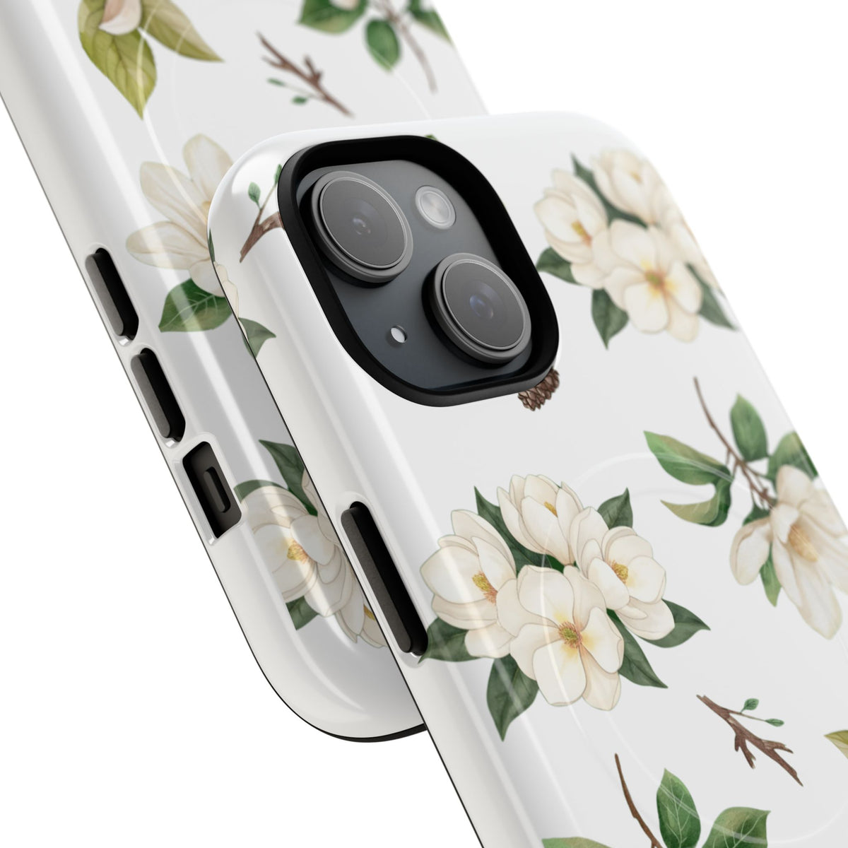 White Magnolia Floral Phone Case | Tough Magnetic Case