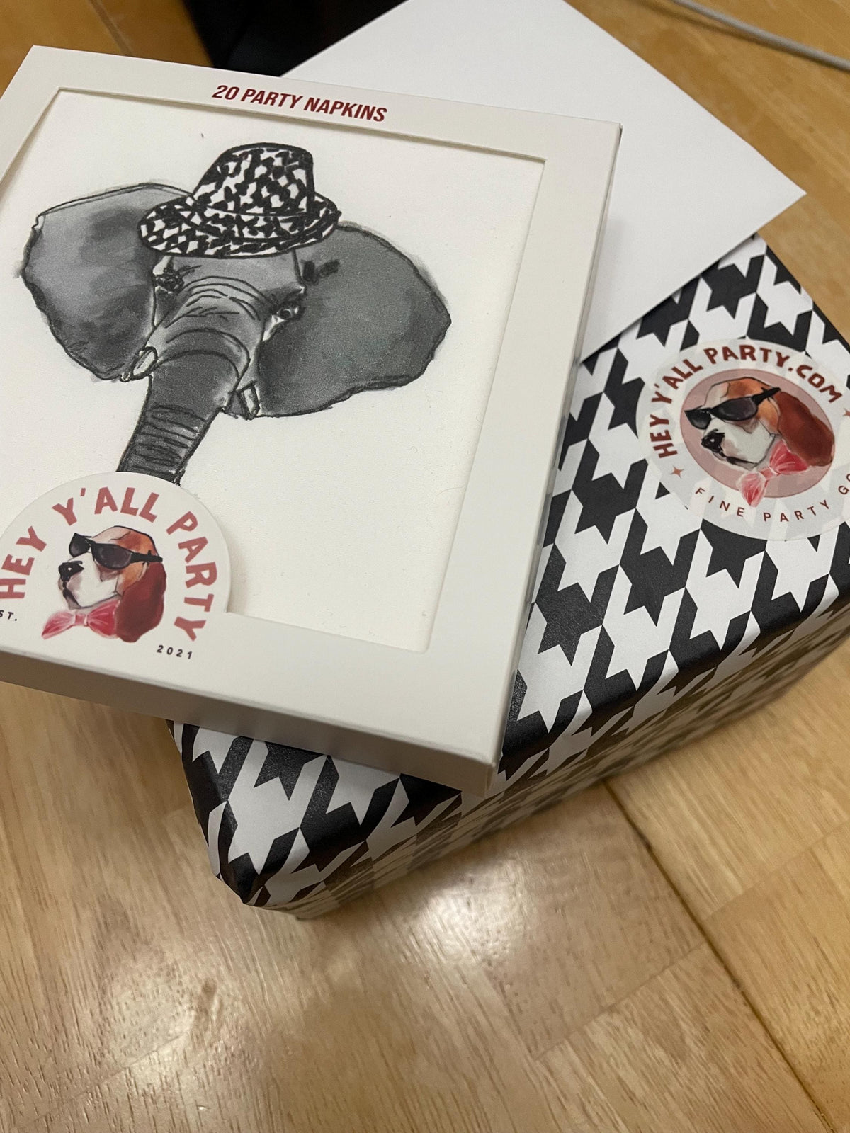 Elephant Houndstooth Hat Napkins